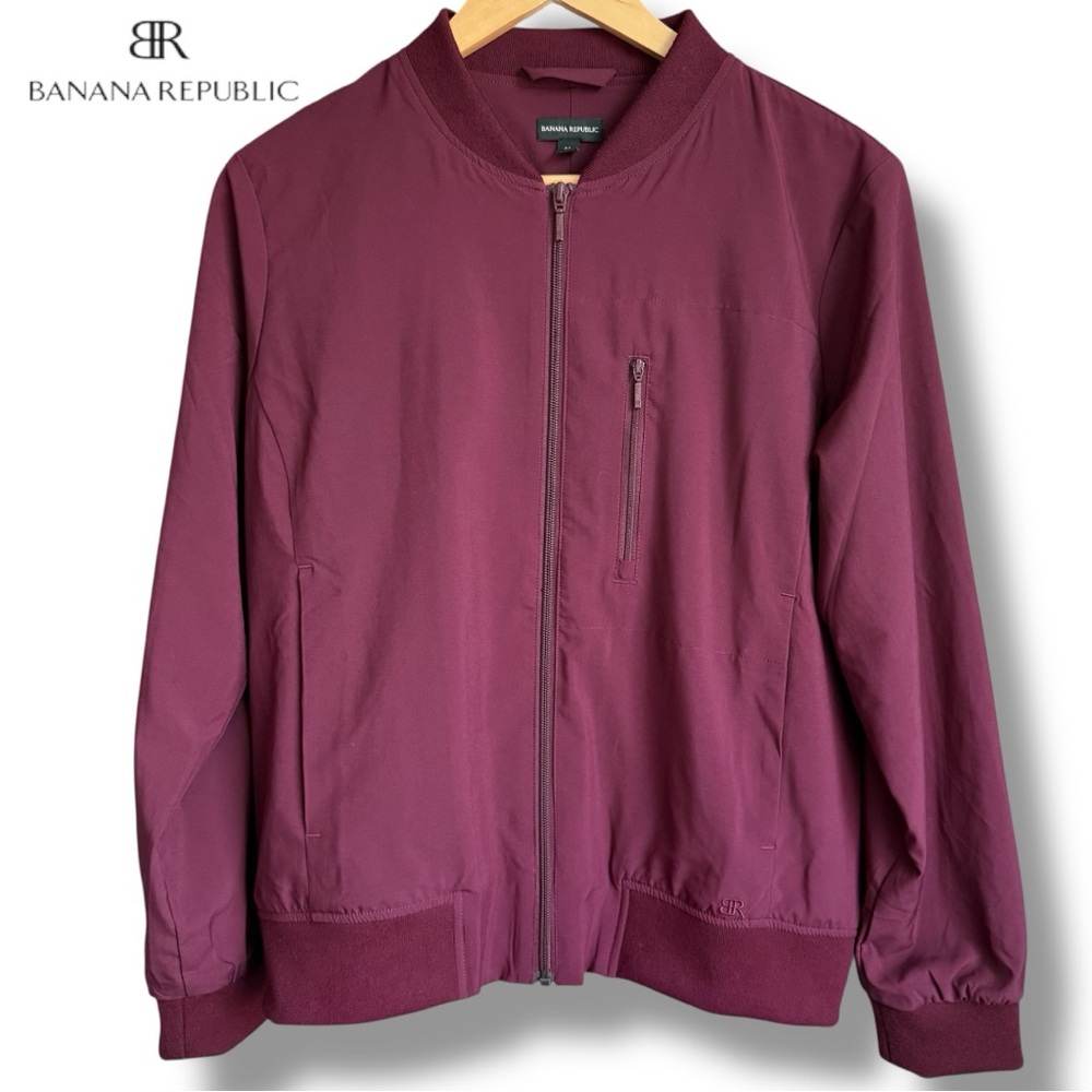 Banana Republic Lightweight Bomber Jacket Maroon Burgundy Zip Up | Sz M
